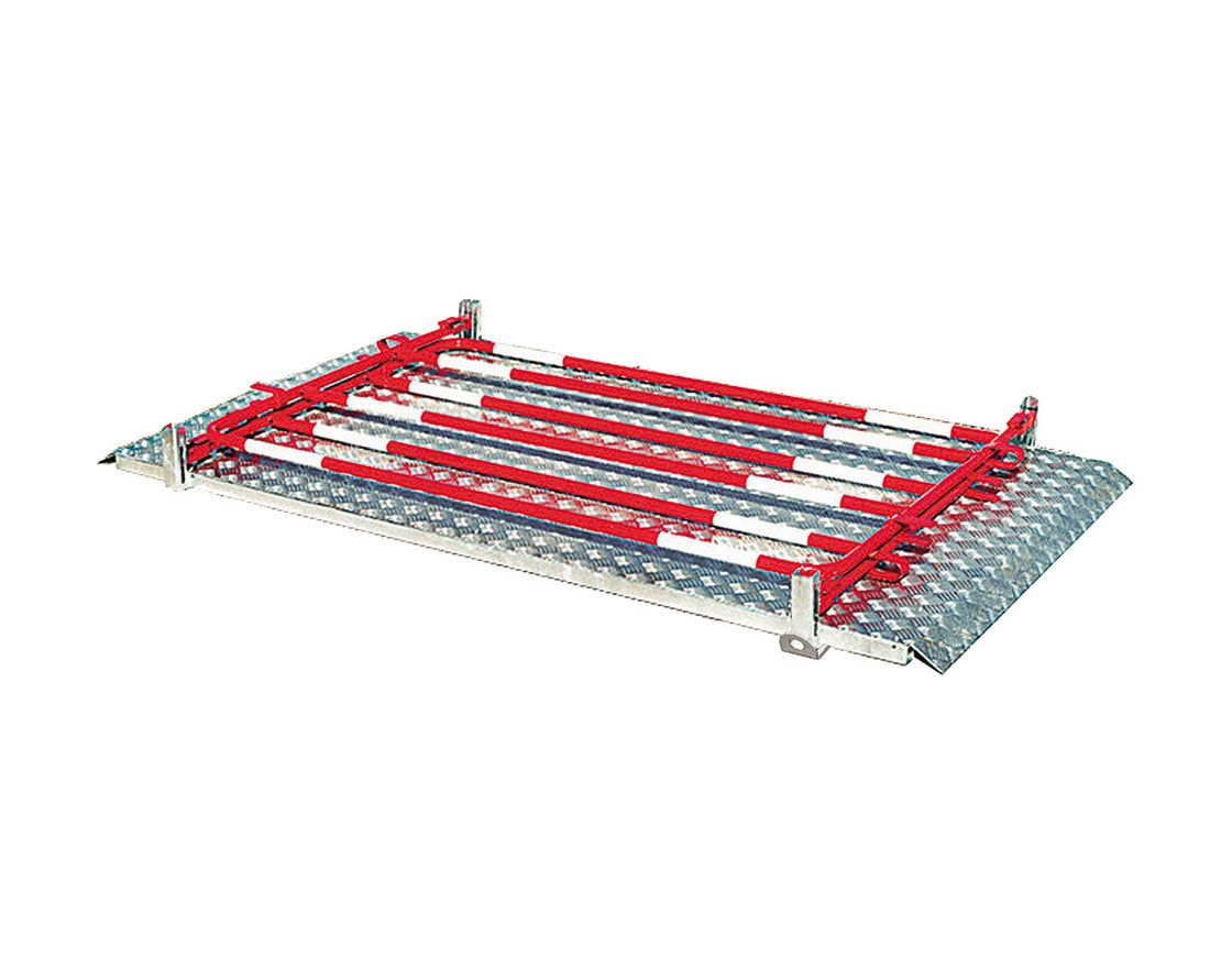 Grabenbrücke, mobile Brücke, Baustellübergang, Baustellenüberquerung, Handlauf, rutschfest, Aluminium, Reflektor, 1.000 x 1.982 mm (BxT)