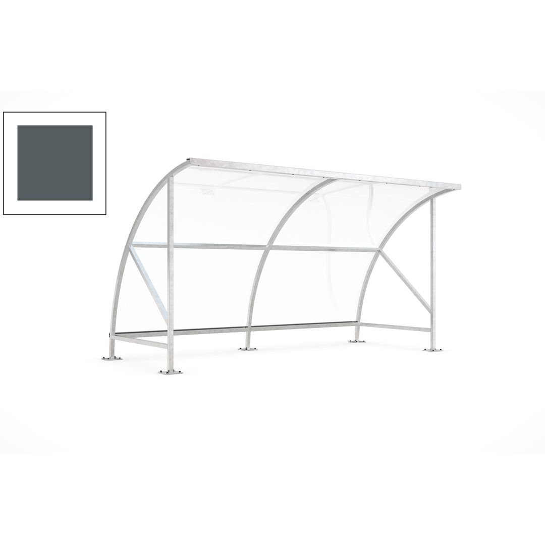 Fahrradunterstand - Fahrradgarage mit Bogendach - Stahl und Kunststoff - 2.290 x 4.130 x 2.100 mm (HxBxT) - Farbe Achatgrau