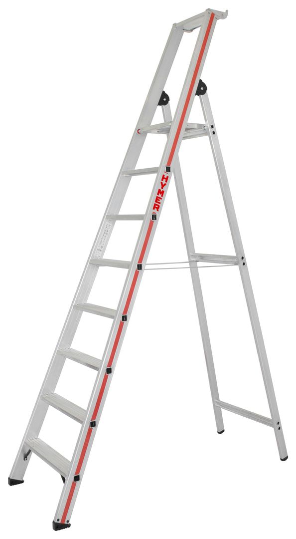 Einseitige Alu-Stufenstehleiter - Brücke aus Aluguss - Länge 1.700 mm - 4 Stufen - Standhöhe 930 mm