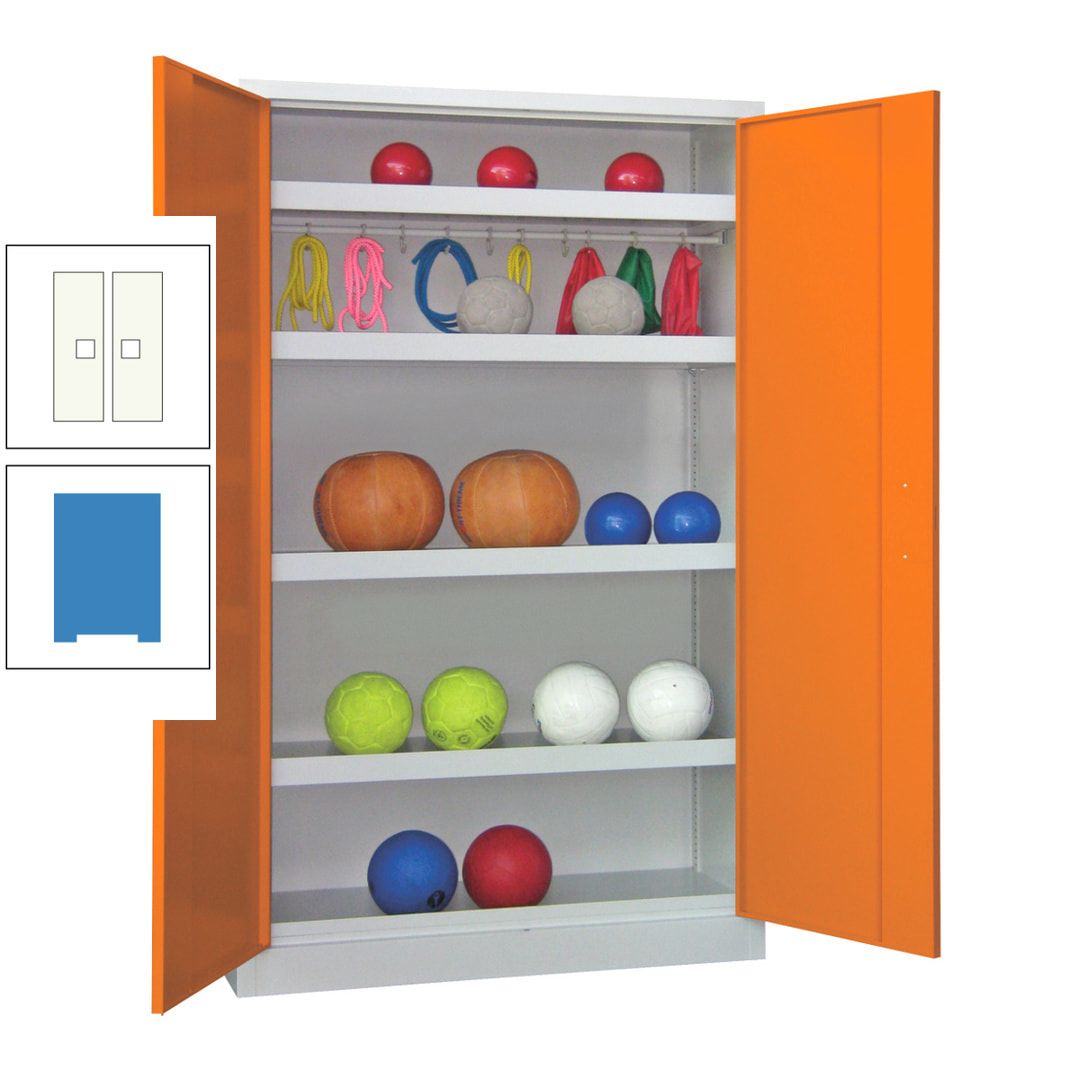 Ballschrank - Vollblechtüren - 4 Böden - 1 Hakenleiste - 1.950x1.200x500 mm (HxBxT) - anthrazitgrau