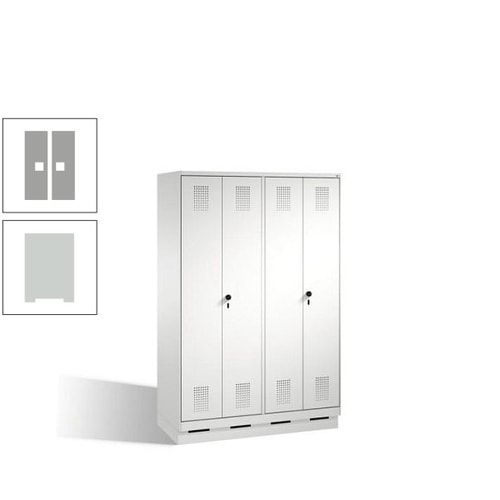 Doppel-Spind, Doppeltüren, Garderobenschrank mit Sockel, 4 Abteile a 300 mm, Korpus anthrazitgrau, Tür anthrazitgrau, 1.800 x 1.200 x 500 mm (HxBxT)