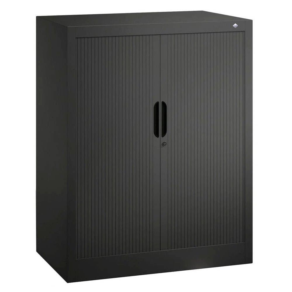 C+P Omnispace, Rollladenschrank, Aktenschrank, Büroschrank, Stahlschrank, abschließbar, 2 Fachböden, Farbe lichtgrau, 1.030 x 1.000 x 420 mm (HxBxT)