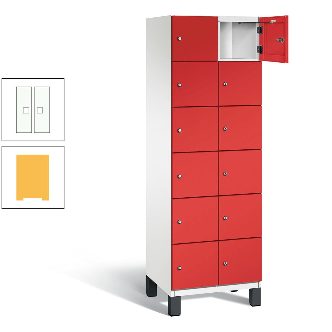 Fächerschrank, Stahlschrank, 12 Fächer, Türöffnungsbegrenzer, Füße, 1.980 x 600 x 525 mm (HxBxT), Korpus anthrazitgrau, Front anthrazitgrau
