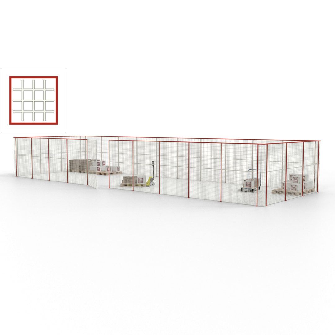 Maschinen Schutzgitter - Hallentrennwand - Sicherheitszaun - Tür - 39 m - 2.200 x 15.400 x 4.900 mm (HxBxT) - enzianblau