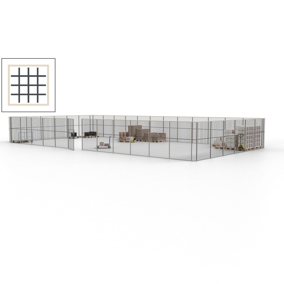Maschinen Schutzgitter - Hallentrennwand - Sicherheitszaun - Tür - 54 m - 2.200 x 18.400 x 9.400 mm (HxBxT) - enzianblau