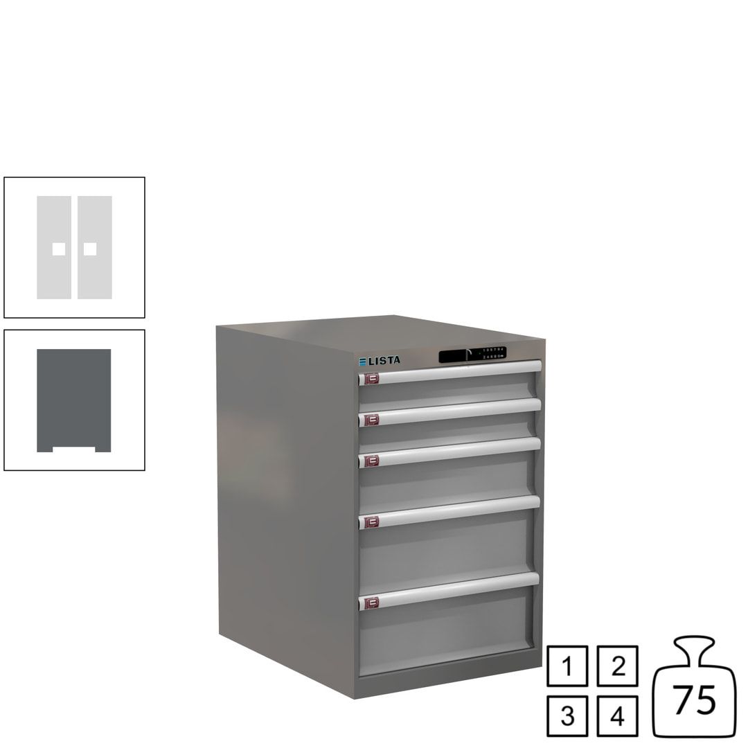 Lista Schubladenschrank - 14.399.010 - 850x564x725 mm (HxBxT) - 5 Schubladen - 75 kg - Key Lock - lichtblau (RAL 5012)