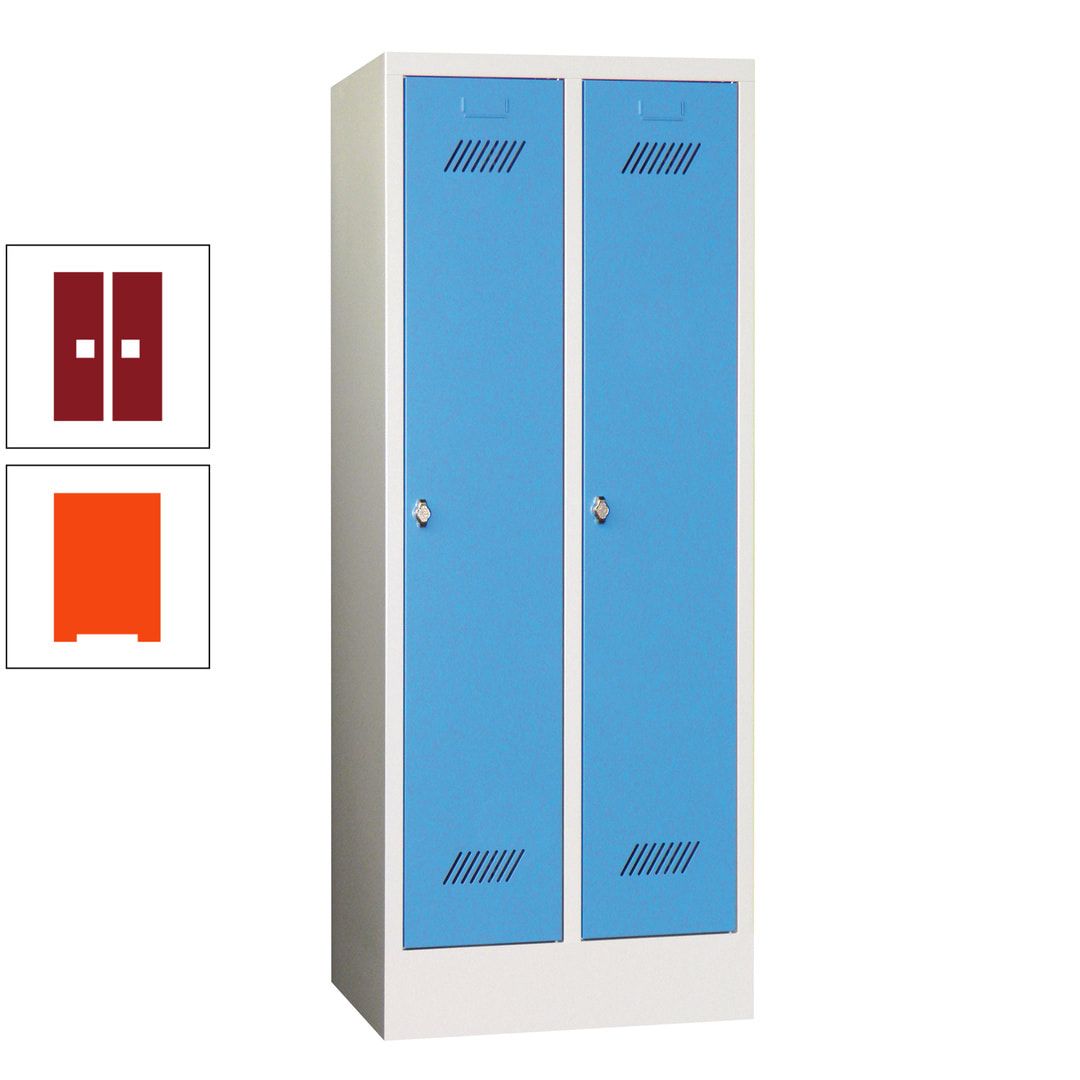 Spindschrank f. Schulen - mit Sockel - Höhe 1.600 mm - 2 Abteile a 300 mm - Drehriegel - anthrazitgrau
