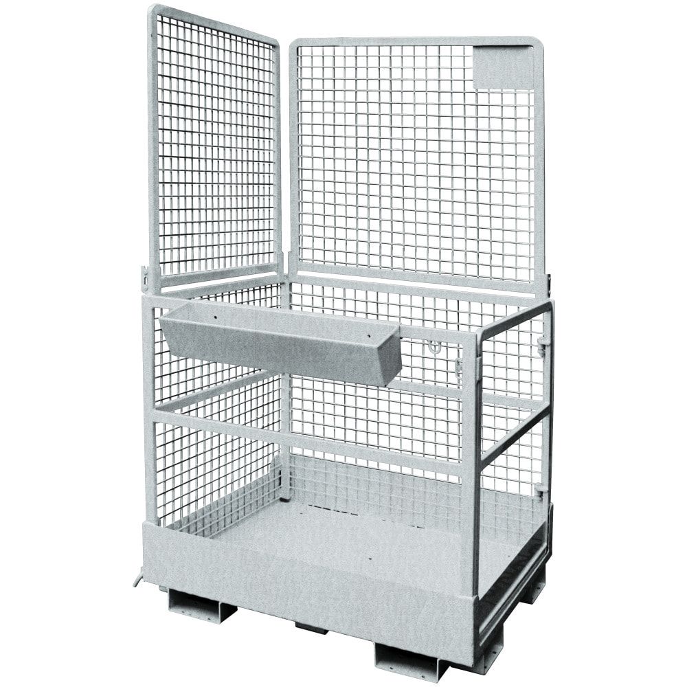 Arbeitsbühne, Arbeitsplattform Eichinger, Drahtgitter, 2 Personen, für Frontstapler, rutschsicher, 2.280 x 1.290 x 1.265 mm (HxBxT), anthrazitgrau