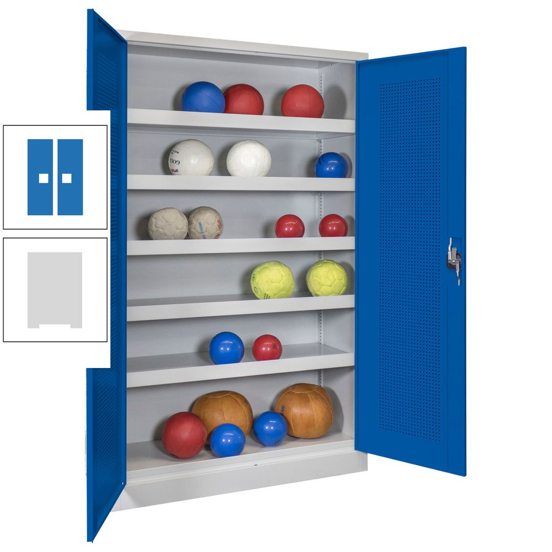 Ballschrank - Lochfeldtüren - 5 Böden - 1.950x1.200x500 mm (HxBxT) - anthrazitgrau