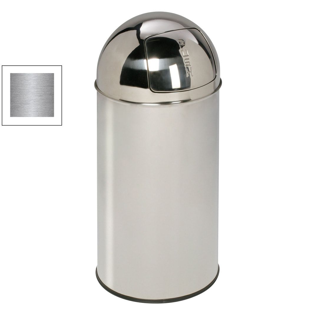 Mülleimer mit Edelstahl Einwurfklappe - rund - Volumen 50 l - 740 x 350 x 350 mm (HxBxT) - Edelstahl, matt
