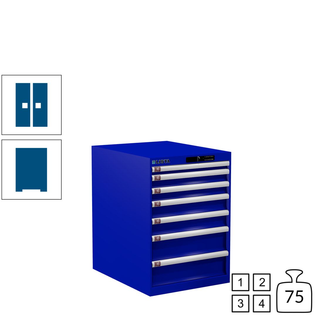 Lista Schubladenschrank - 14.354.010 - 800x564x725 mm (HxBxT) - 7 Schubladen - 75 kg - Key Lock - lichtblau (RAL 5012)
