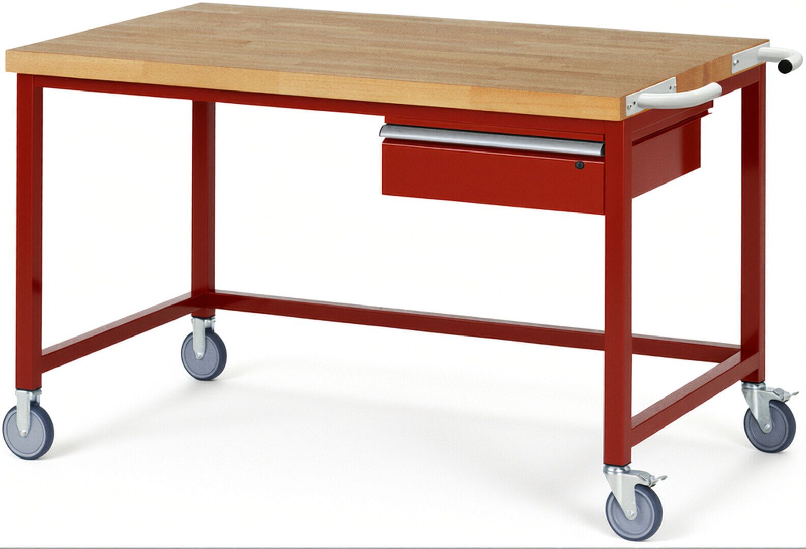 Mobile Werkbank mit 1 Schublade - 150:1 - höhenverstellbar 880-1.080 mm - 1.500 x 900 mm (BxT) - 450 kg - Buche - Anthrazitgrau