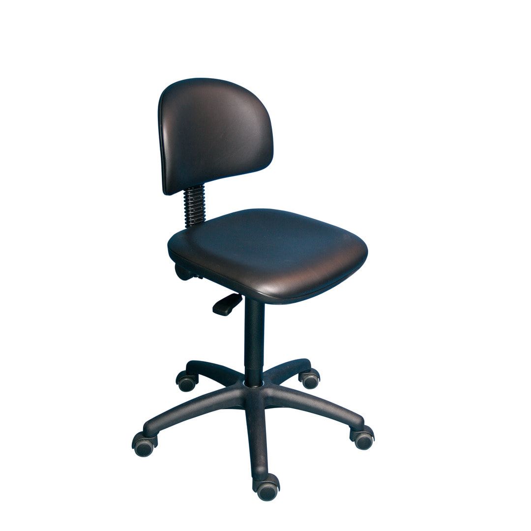 Arbeitsstuhl - Bürostuhl - Sitzhöhe 450 - 640 mm - Kunstleder, schwarz - Rückenlehne klein - Kunststoff-Fußkreuz mit Gleitern