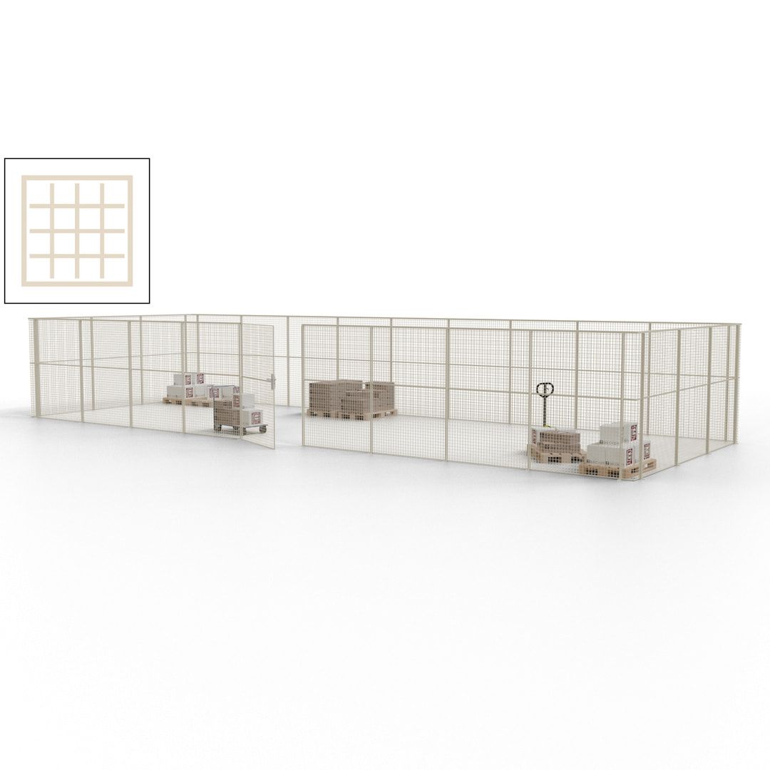 Maschinen Schutzgitter - Hallentrennwand - Sicherheitszaun - Tür - 36 m - 2.200 x 13.900 x 4.900 mm (HxBxT) - enzianblau
