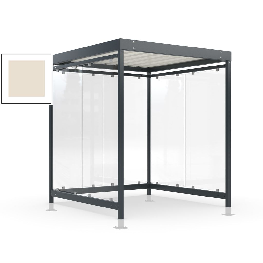 Raucherunterstand, Bushaltestelle, Bausatz, mit Überpflasterung, 6-7 Personen, 6 Wände, 2.440 x 2.165 x 2.165 mm (HxBxT), Achatgrau
