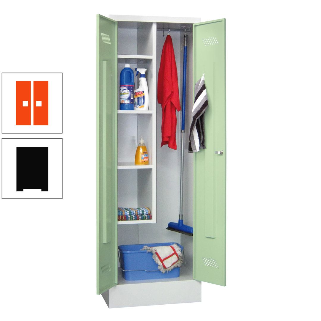 Putzschrank mit Sockel - 1 Abteil mit Trennwand - 1.850x600x500 mm (HxBxT) - Drehriegel - anthrazitgrau