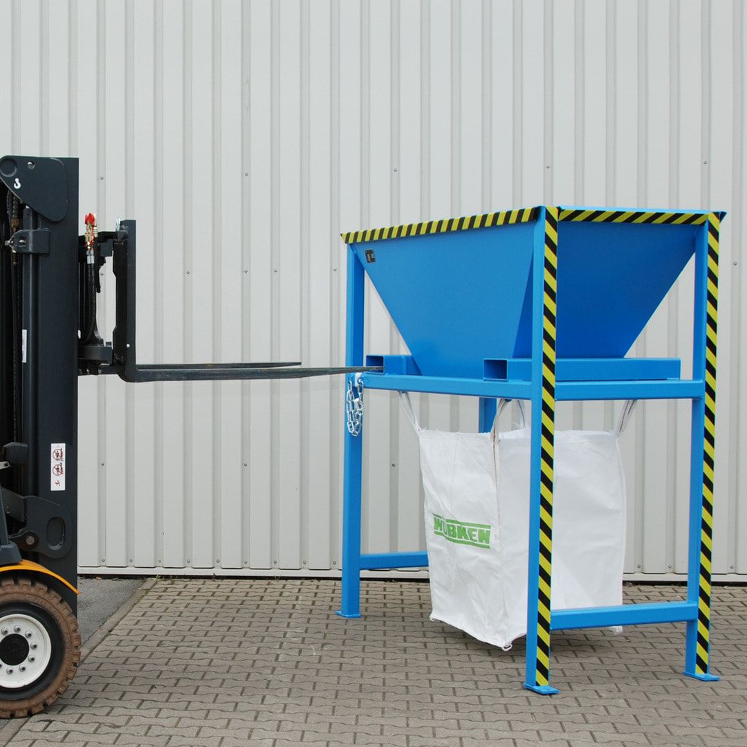 Befülltrichter für Big-Bags und Container - mit Ständer - 2.050 x 1.980 x 980 mm (HxBxT) - feuerrot (RAL 3000)