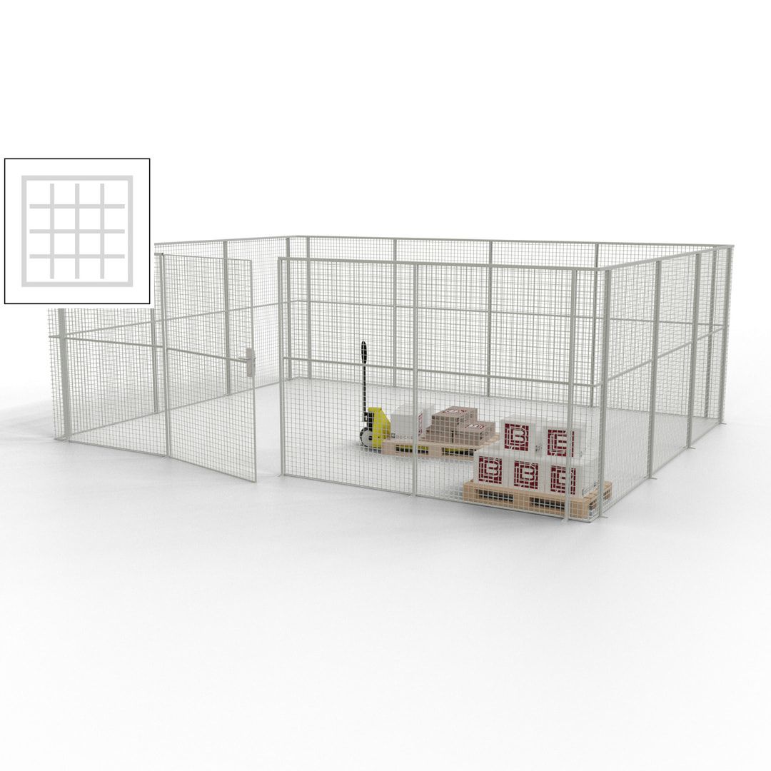 Maschinen Schutzgitter - Hallentrennwand - Sicherheitszaun - Tür - 21 m - 2.200 x 6.400 x 4.900 mm (HxBxT) - enzianblau