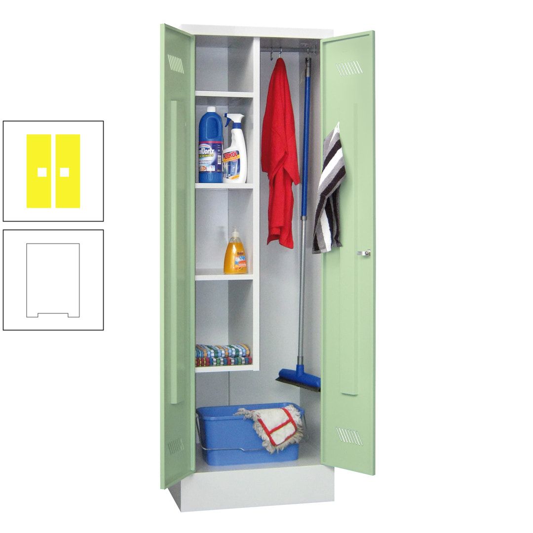 Putzschrank mit Sockel - 1 Abteil mit Trennwand - 1.850x600x500 mm (HxBxT) - Drehriegel - anthrazitgrau