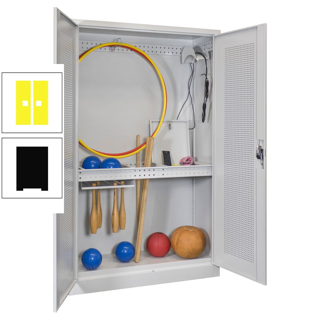 Sportschrank - Lochfeldtüren - Variante 1 - 1.950x1.200x500 mm (HxBxT) - anthrazitgrau