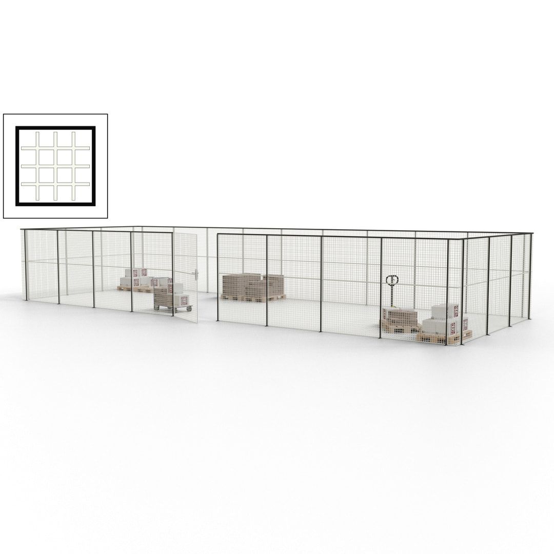 Maschinen Schutzgitter - Hallentrennwand - Sicherheitszaun - Tür - 36 m - 2.200 x 13.900 x 4.900 mm (HxBxT) - enzianblau