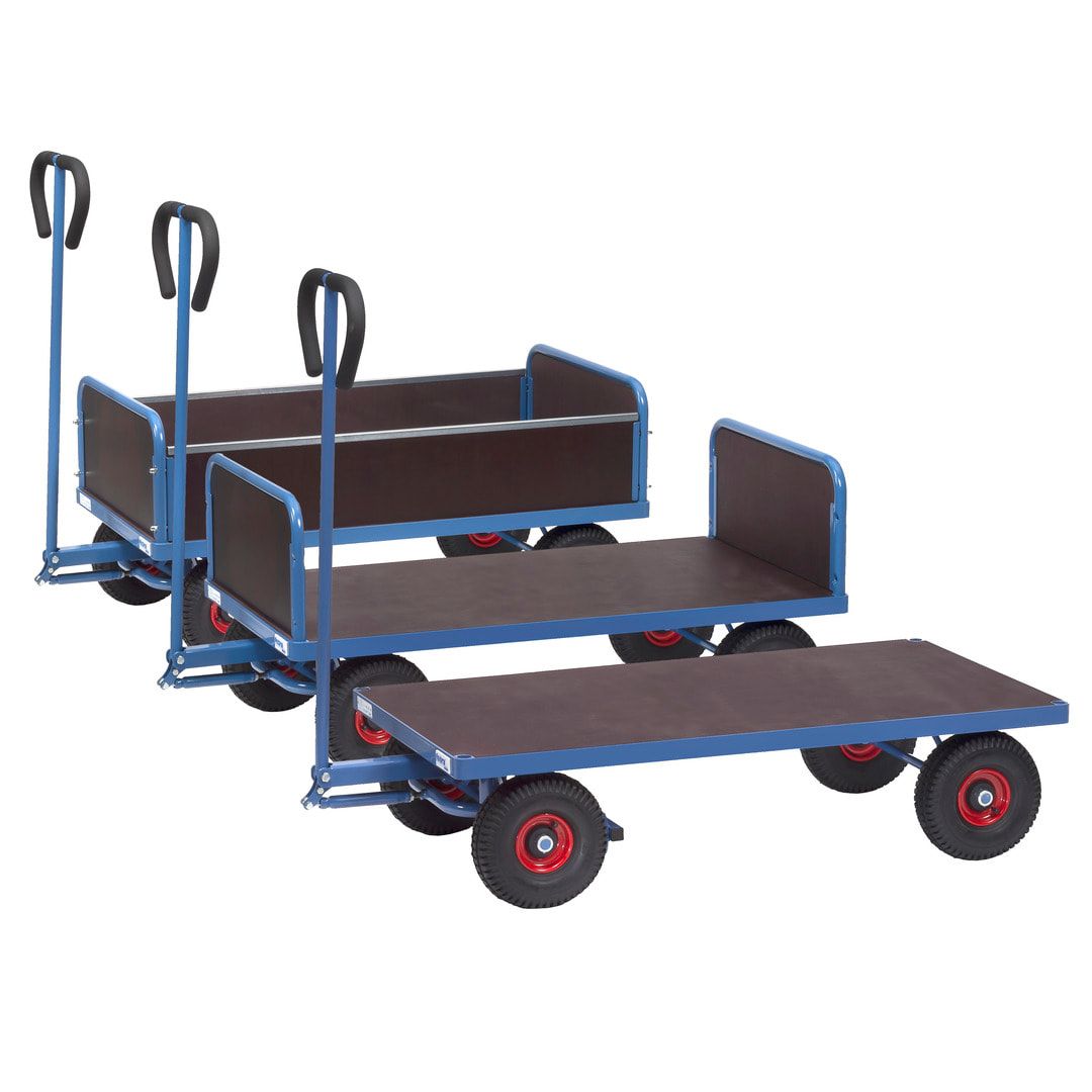 Fetra Handwagen - Traglast 400 kg - Ladefläche 545 x 945 mm - Vier Wände, fest - Vollgummireifen