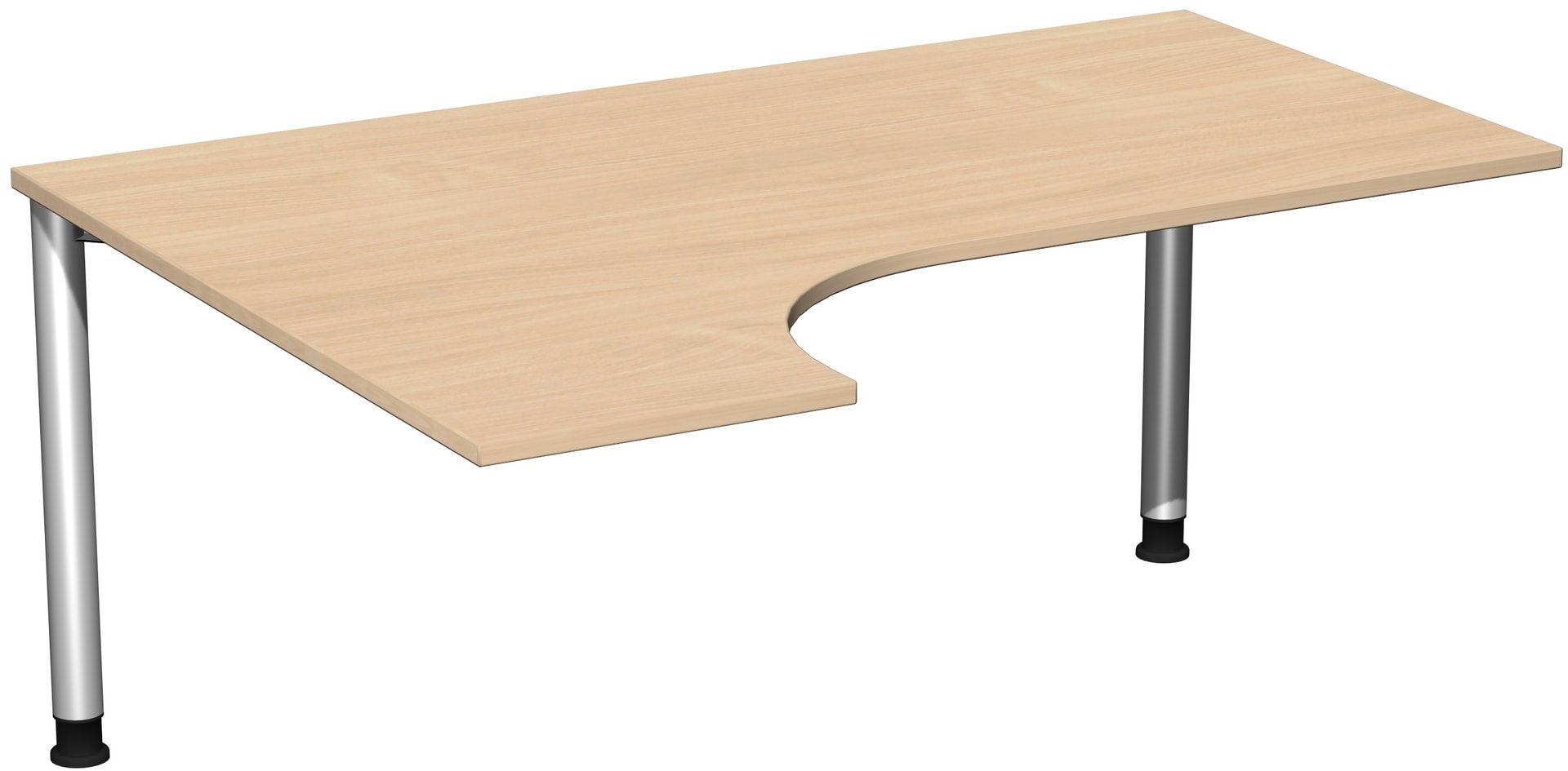 Eckschreibtisch mit einseitig verkürzten Füßen, 4-Fuß Flex, Ecke links, Höhe 680-800 mm, 1.600 x 1.200 mm (BxT), Gestell anthrazit, Ahorn