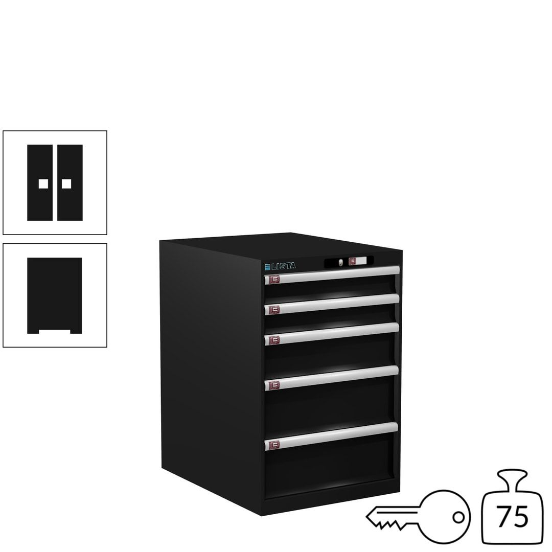 Lista Schubladenschrank - 14.399.010 - 850x564x725 mm (HxBxT) - 5 Schubladen - 75 kg - Key Lock - lichtblau (RAL 5012)
