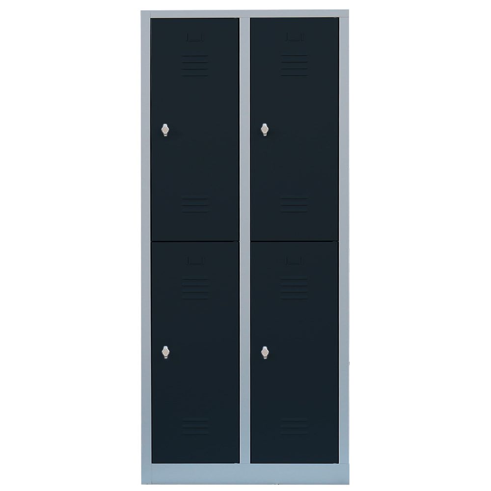 Garderobenschrank, Doppelstockspind, 2 Abteile, 4 Fächer, 1.800 x 800 x 500 mm (HxBxT), Stahl, Drehriegel, Korpus: lichtgrau, Front: anthrazitgrau