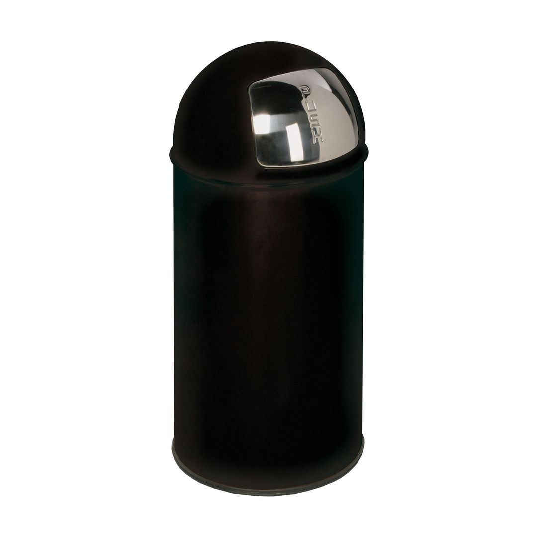 Mülleimer mit Edelstahl Einwurfklappe - rund - Volumen 50 l - 740 x 350 x 350 mm (HxBxT) - Edelstahl, matt