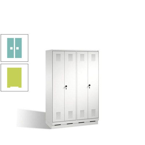 Doppel-Spind, Doppeltüren, Garderobenschrank mit Sockel, 4 Abteile a 300 mm, Korpus anthrazitgrau, Tür anthrazitgrau, 1.800 x 1.200 x 500 mm (HxBxT)