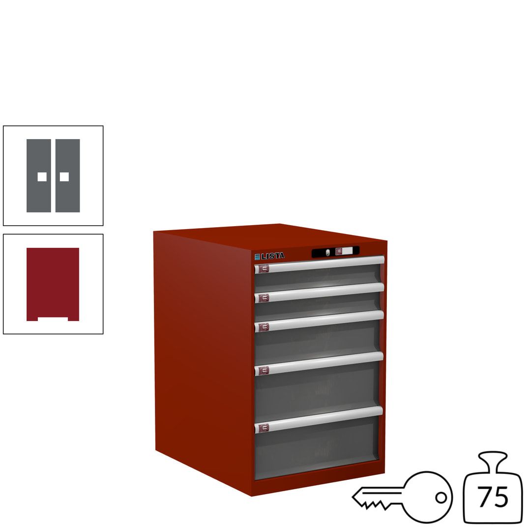 Lista Schubladenschrank - 14.399.010 - 850x564x725 mm (HxBxT) - 5 Schubladen - 75 kg - Key Lock - lichtblau (RAL 5012)