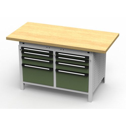 OTTOKIND Werkbank - bündige Arbeitsplatte - 850 x 1.150 x 750 mm (HxBxT) - 8 Schubladen - lichtgrau