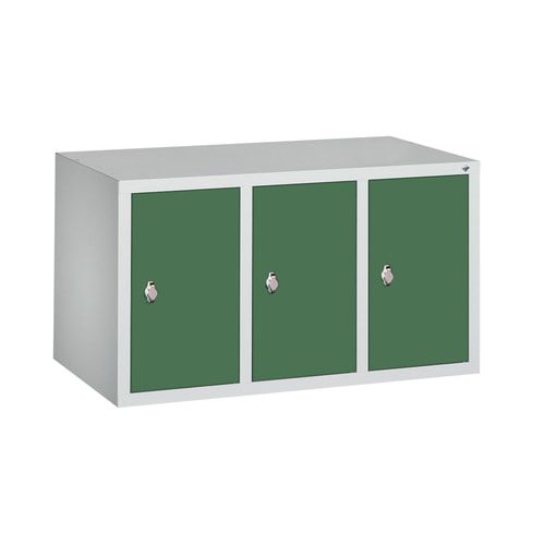 Aufsatzschrank für Spinde und Schließfachschränke, 3 Abteile, Korpus anthrazitgrau, Türen anthrazitgrau, 500 x 900 x 500 mm (HxBxT), Stahlschrank