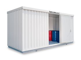 Isolierter Gefahrstoffcontainer - 2.520 x 5.080 x 2.170 mm (HxBxT) - Auffangvolumen 1.450 l - ohne Lüftung - Türausführung wählbar