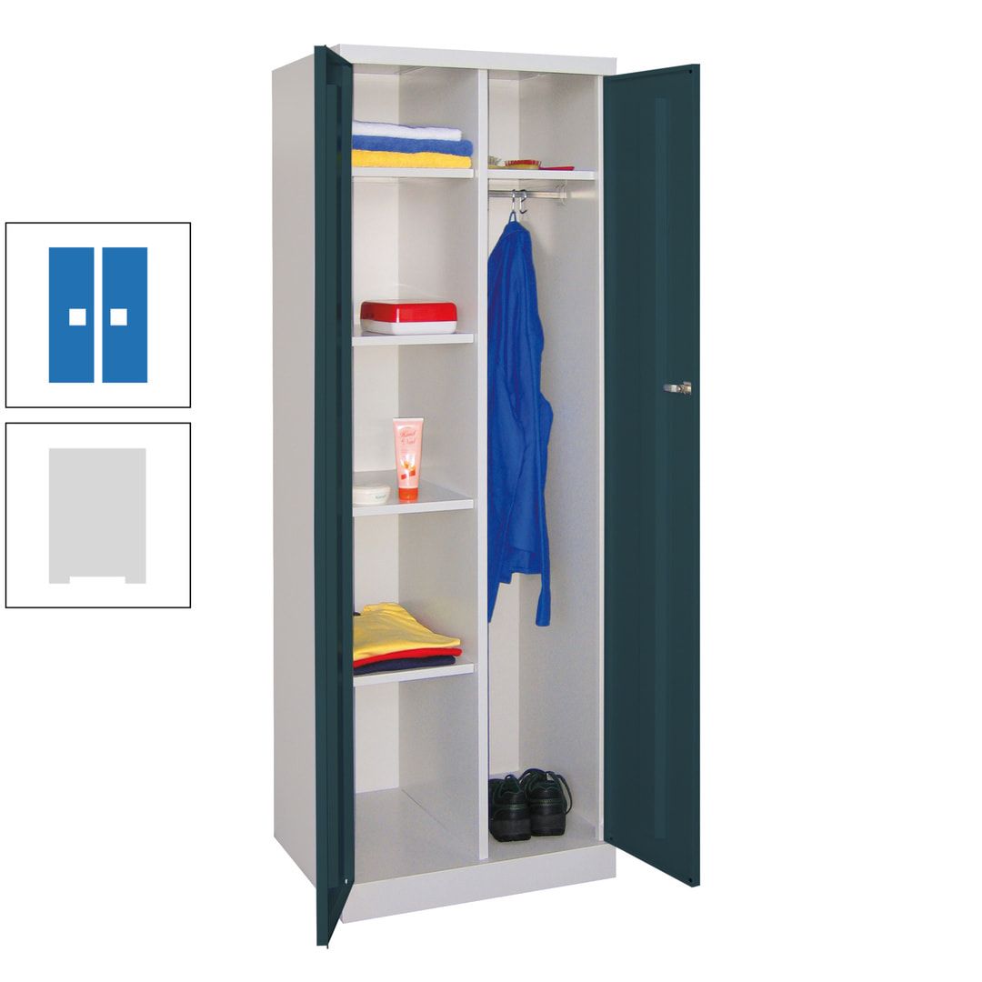 Kleiderschrank mit Sockel - Spind - 1 Abteil mit Trennwand - 1.800x600x500 mm (HxBxT) - Zylinderschloss - anthrazitgrau