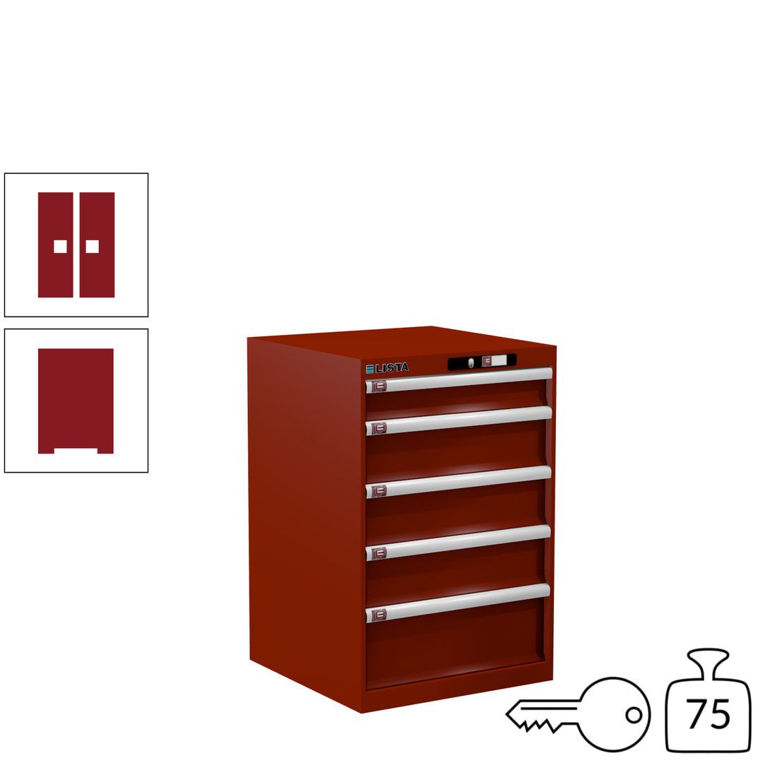 Lista Schubladenschrank - 14.256.010 - 850x564x572 mm (HxBxT) - 5 Schubladen - 75 kg - Key Lock - lichtblau (RAL 5012)
