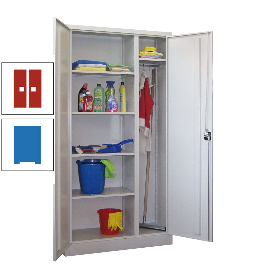 Putzschrank mit Trennwand - 1.950x1.000x400 mm (HxBxT) - Böden pulverbeschichtet - anthrazitgrau