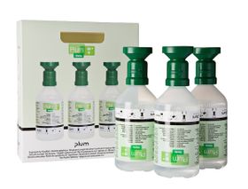 ultraMEDIC Augenspülflaschen Set, 1.500 ml, 3 x 500 ml, sterile Kochsalzlösung 0,9 Prozent, NaCl, Natriumchlorid, Erste-Hilfe, Drehverschluss, ABC