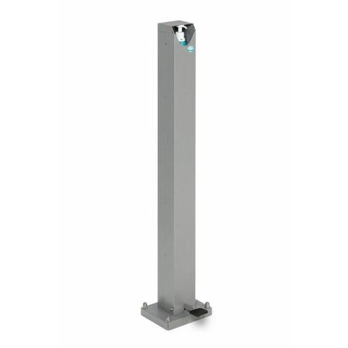 Desinfektionsstation, Hygienestation, Reinigungsstation, Stahl, mit Pedal, abschließbar, Bodenmontage, Farbe Antik-silber