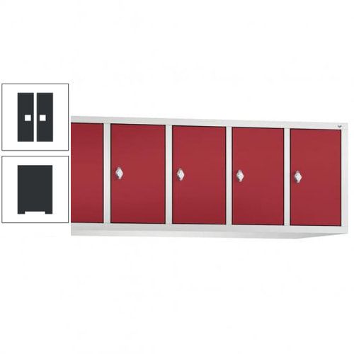 Aufsatzschrank für Spinde und Schließfachschränke, 5 Abteile, Korpus anthrazitgrau, Türen anthrazitgrau, 500 x 1.480 x 500 mm (HxBxT), Stahlschrank