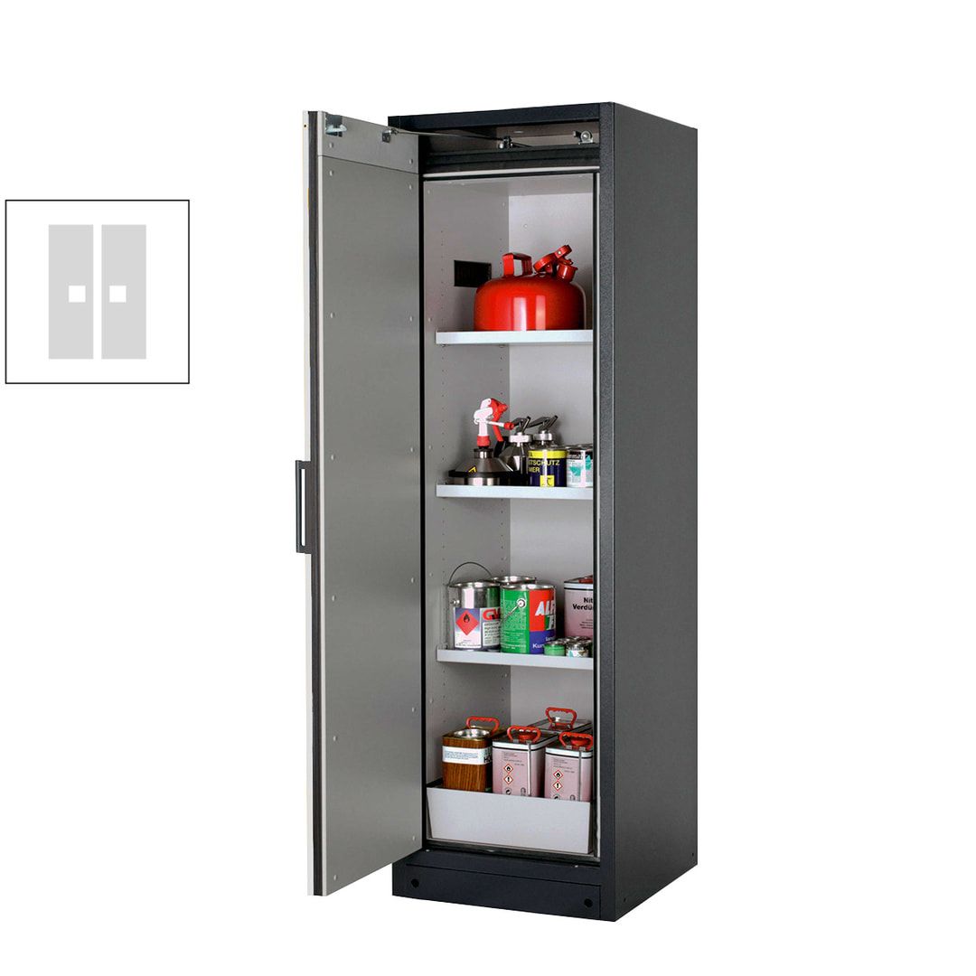 Gefahrstoffschrank - 1.953x599x615 mm - 2 Fachböden - Edelstahl-Einrichtung - Türanschlag Links - Front enzianblau