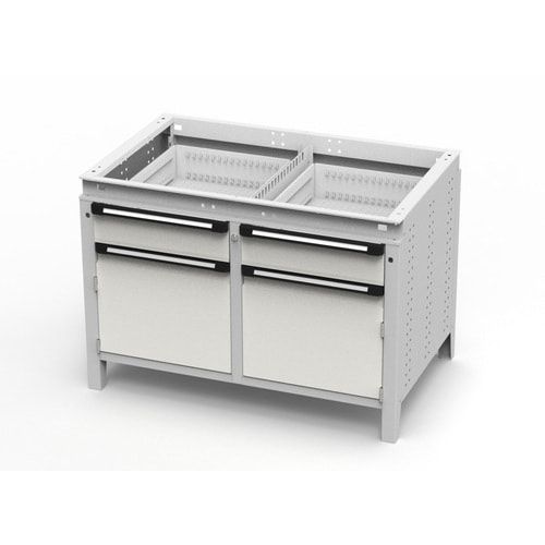 OTTOKIND Werkbank - bündige Arbeitsplatte - 850 x 1.150 x 750 mm (HxBxT) - 2 Schubladen - 2 Schränke - lichtgrau