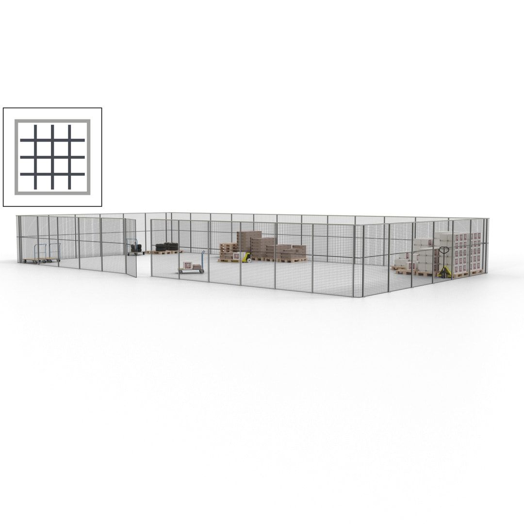 Maschinen Schutzgitter - Hallentrennwand - Sicherheitszaun - Tür - 54 m - 2.200 x 18.400 x 9.400 mm (HxBxT) - enzianblau