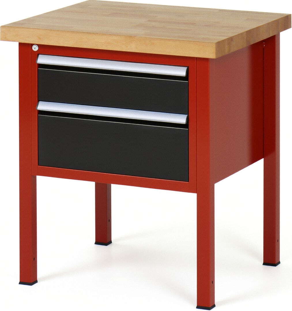 Werkbank - 2 Schubladen - Teilauszug - 150:1 / 210:1 - Höhe 840-1.040 mm - 750 x 700 mm - 1.250 kg - Buche - Anthrazitgrau