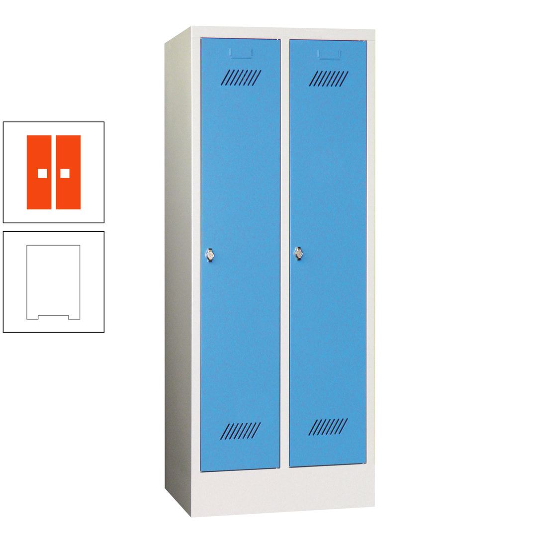 Spindschrank f. Schulen - mit Sockel - Höhe 1.600 mm - 2 Abteile a 300 mm - Drehriegel - anthrazitgrau