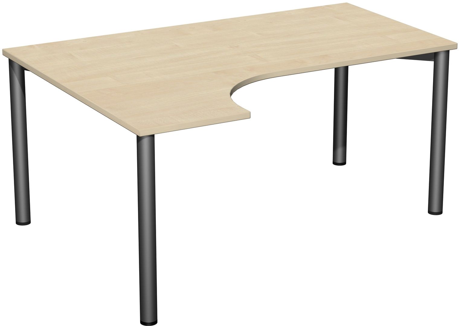 Eckschreibtisch - Ecke links - 4-Fuß Flex - 720 x 1.600 x 1.200 mm (HxBxT) - Gestell anthrazit - Ahorn