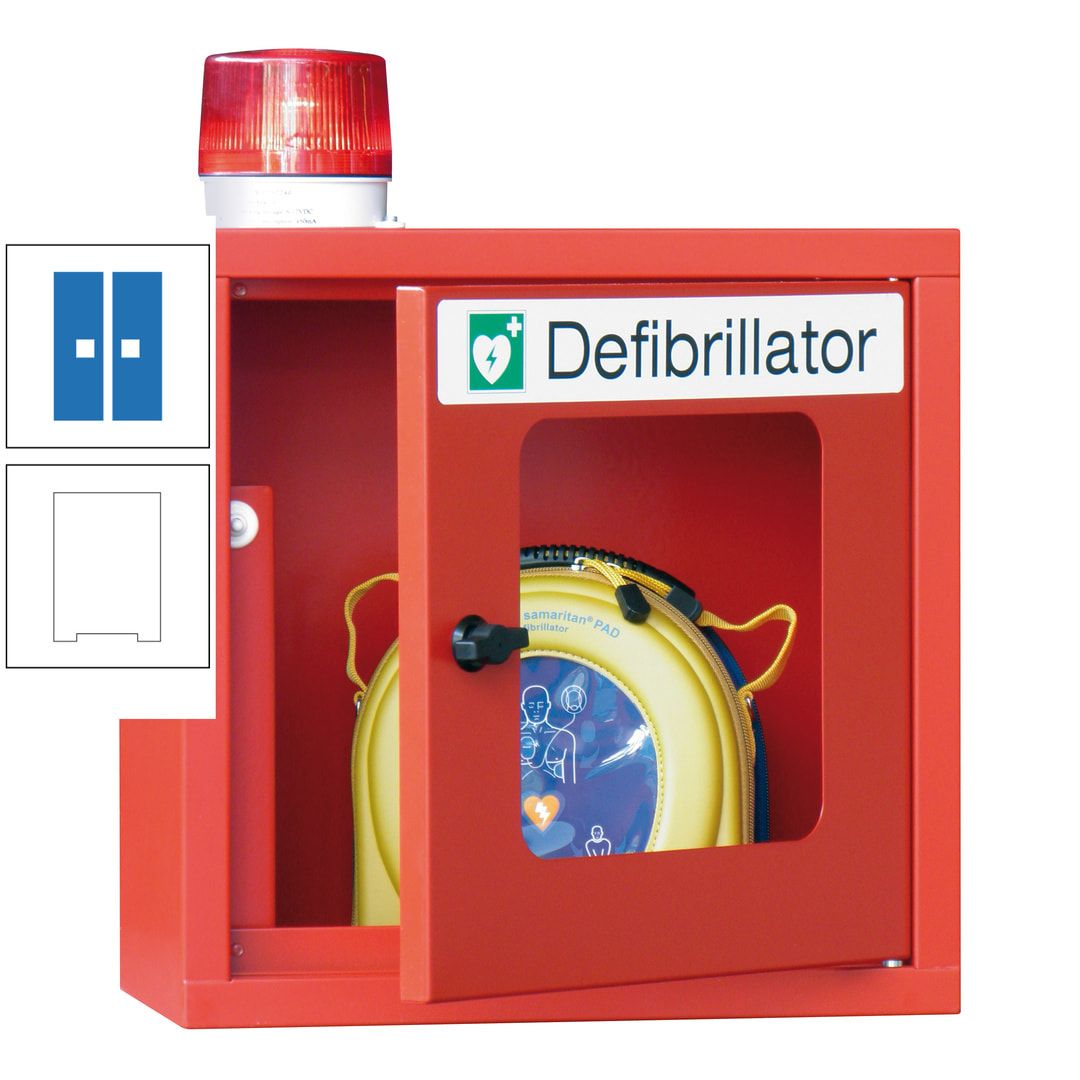 Defibrillatorenschrank mit akustischem und optischem Alarm - 490 x 400 x 200 mm (HxBxT) - Sichtfenster - anthrazitgrau