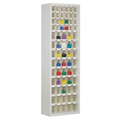 Magazinschrank mit Sichtlagerkästen - 2.000x1.270x250 mm - 154 Kästen - enzianblau