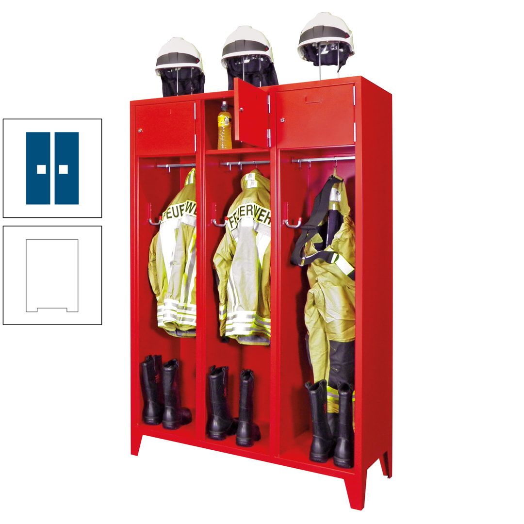 Feuerwehrschrank - 2 Abteile - Ablagefach mit Tür, Etikettenrahmen - 2.100 x 830 x 500 mm (HxBxT) - anthrazitgrau